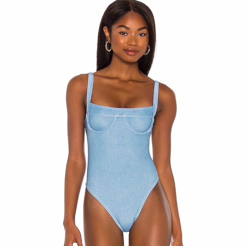Lovers + Friends Denim one piece Blue swimsuit XS